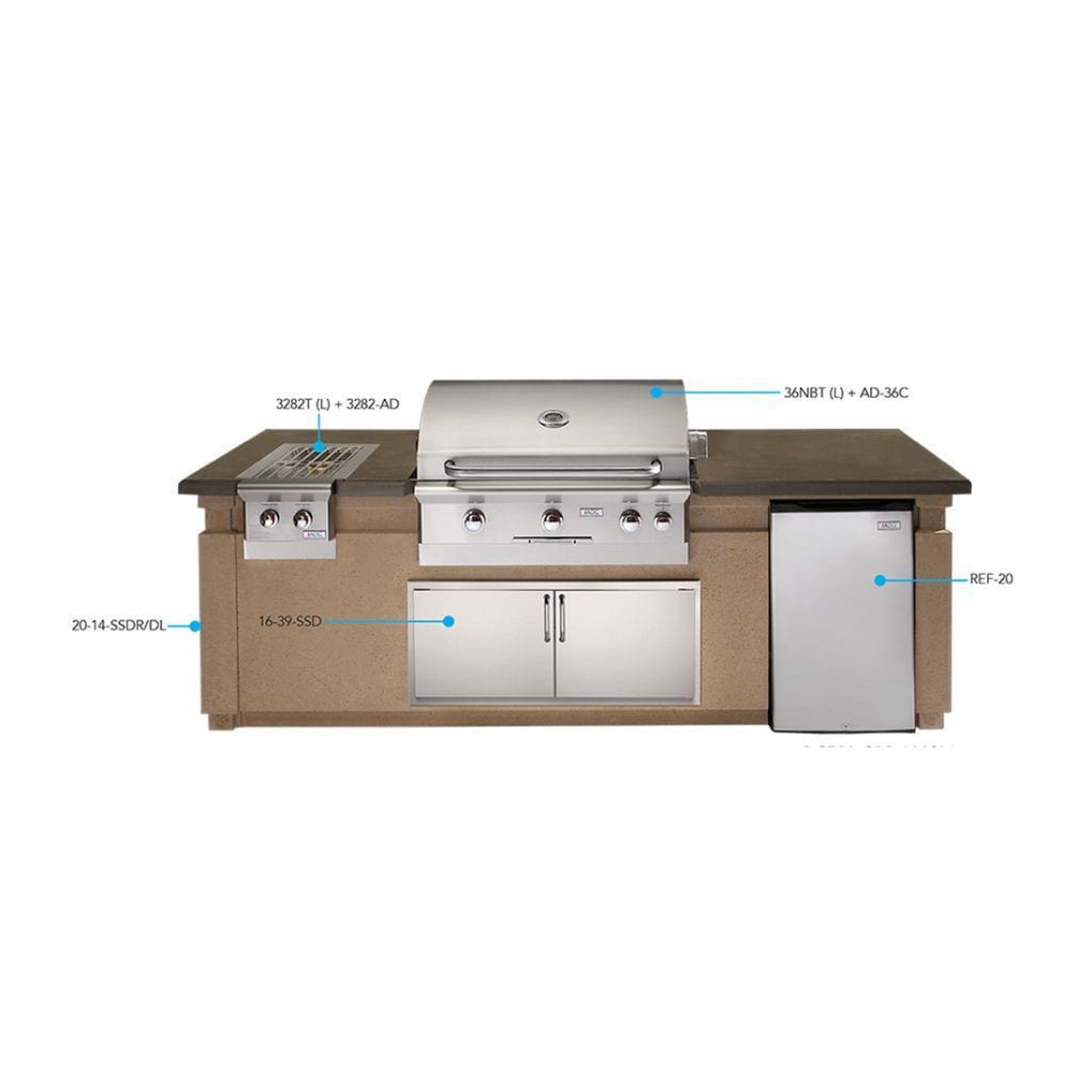 American Outdoor Grill 108" Café Blanco Base Pre-Fab GFRC Island