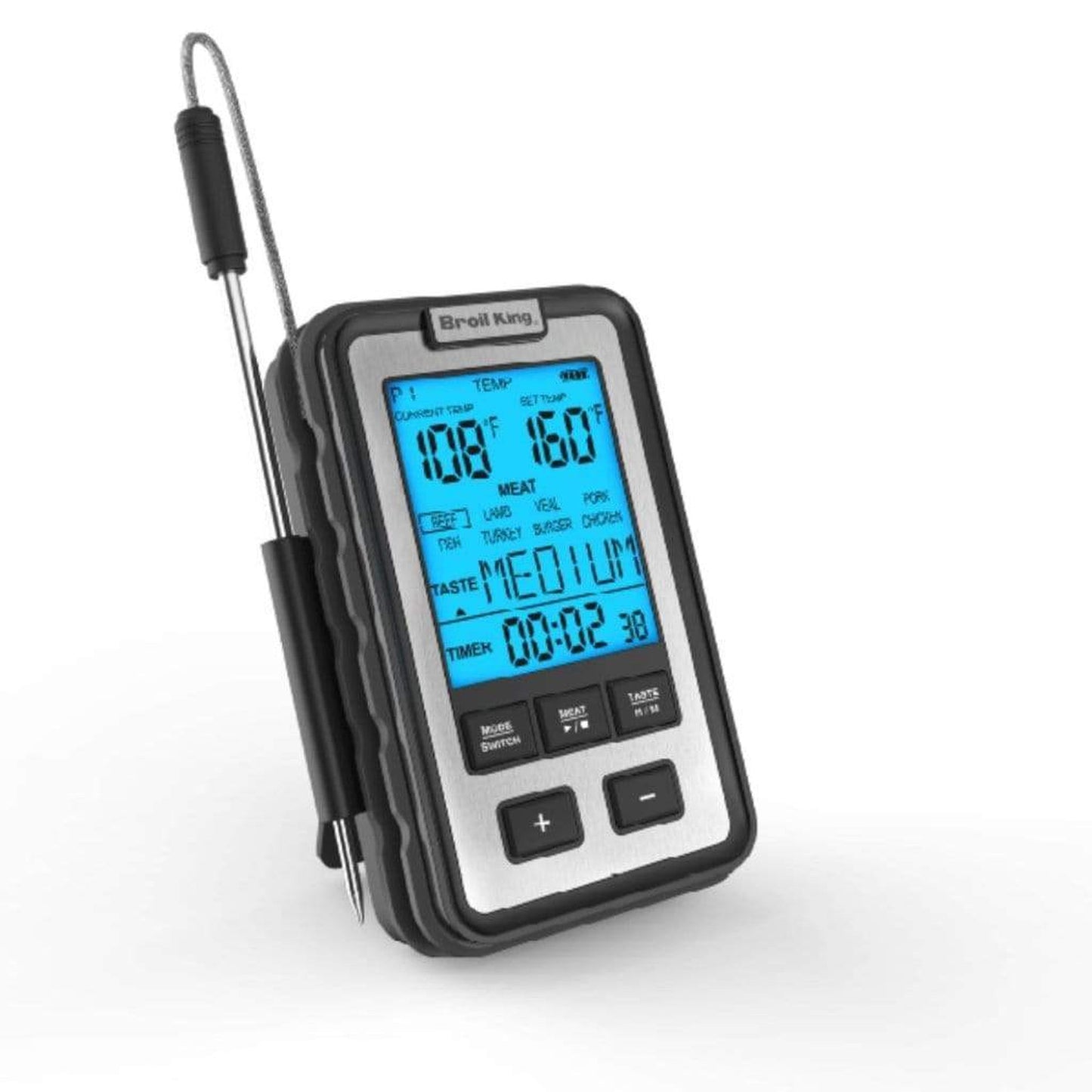 Broil King 10" Black Digital Side Table Thermometer w/ Meat Probes