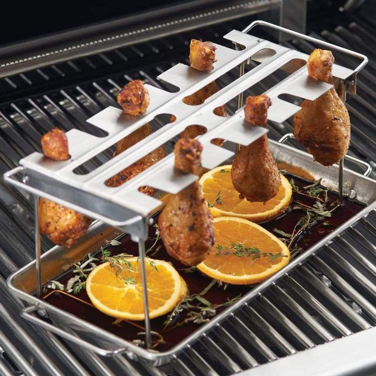 Broil King 16" Stainless Steel Roaster Wing Rack w/ Pan