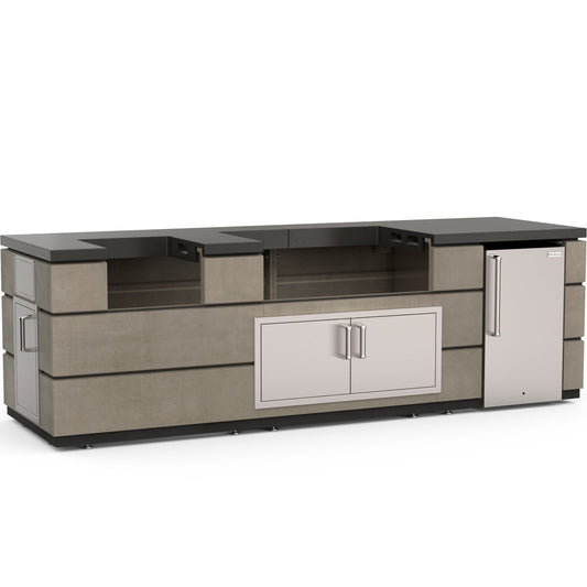 Fire Magic 115" Contemporary Pre-Fab Island Bundle With Smoke Base