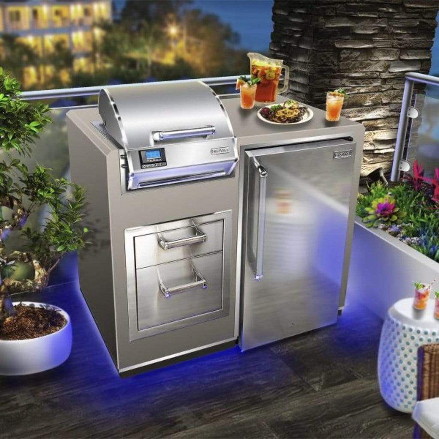 Fire Magic ID251-R-44SM Electric Grill Island Bundle w/ Refrigerator
