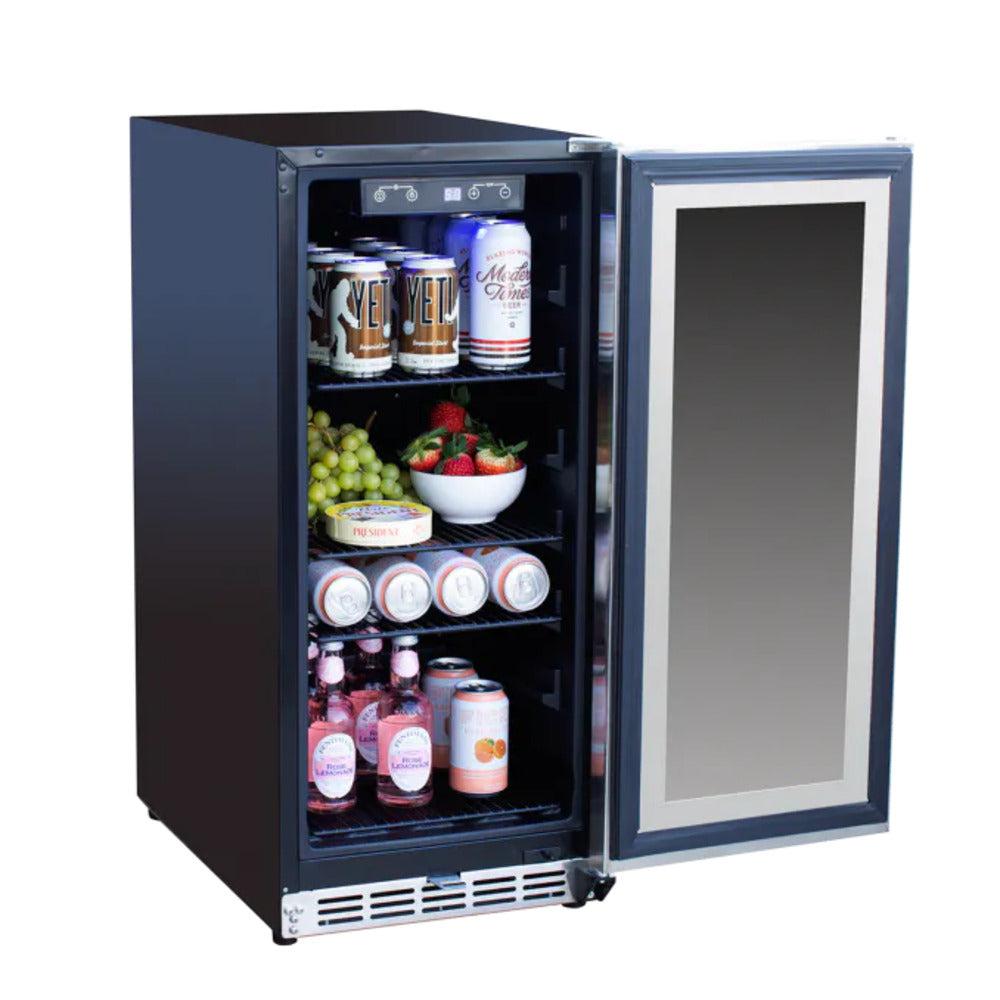 TrueFlame 15" Outdoor Rated Fridge with Stainless Steel Door