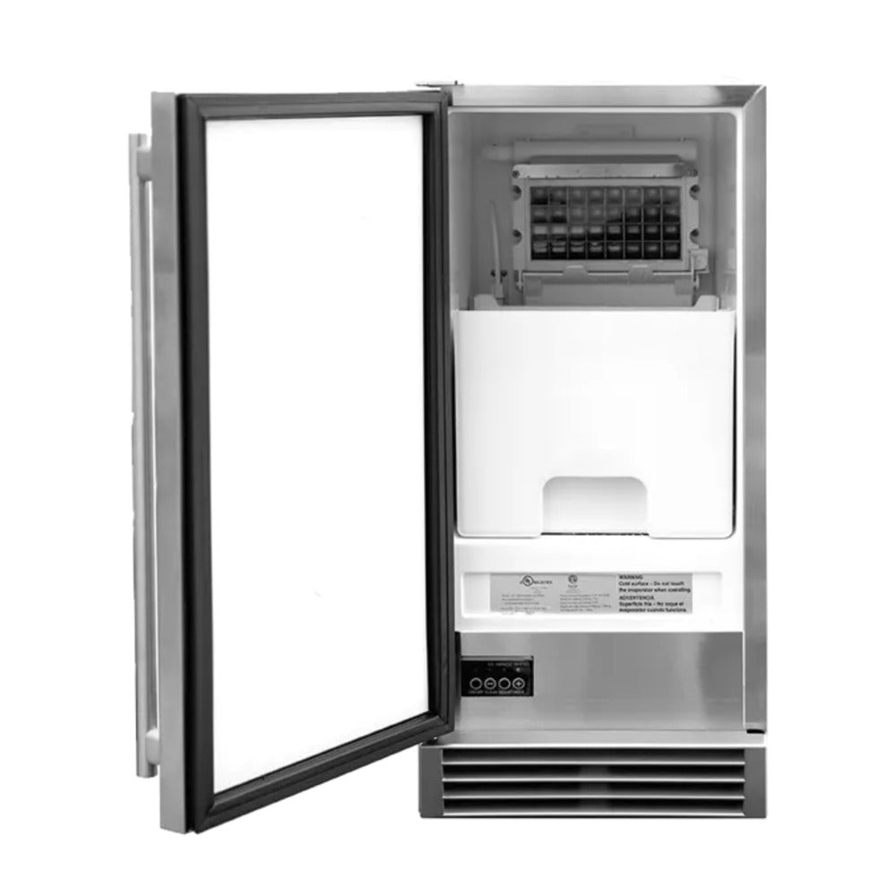TrueFlame 15" UL-Outdoor Rated Ice Maker with Stainless Steel Door - 50lb Capacity