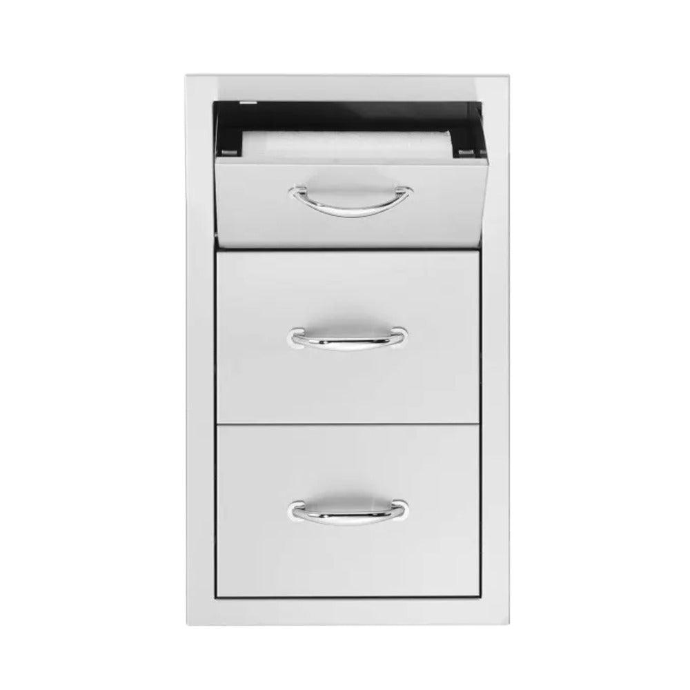 TrueFlame 17" Stainless Steel Vertical 2-Drawer & Paper Towel Holder Combo Masonry